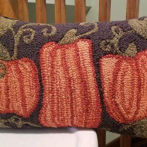 Hooked Wool Pumpkin Pillow - Laura Megroz